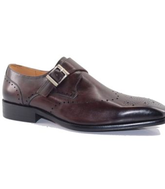Fabino Dress Single Monk Strap Black Waxy or Black Patent