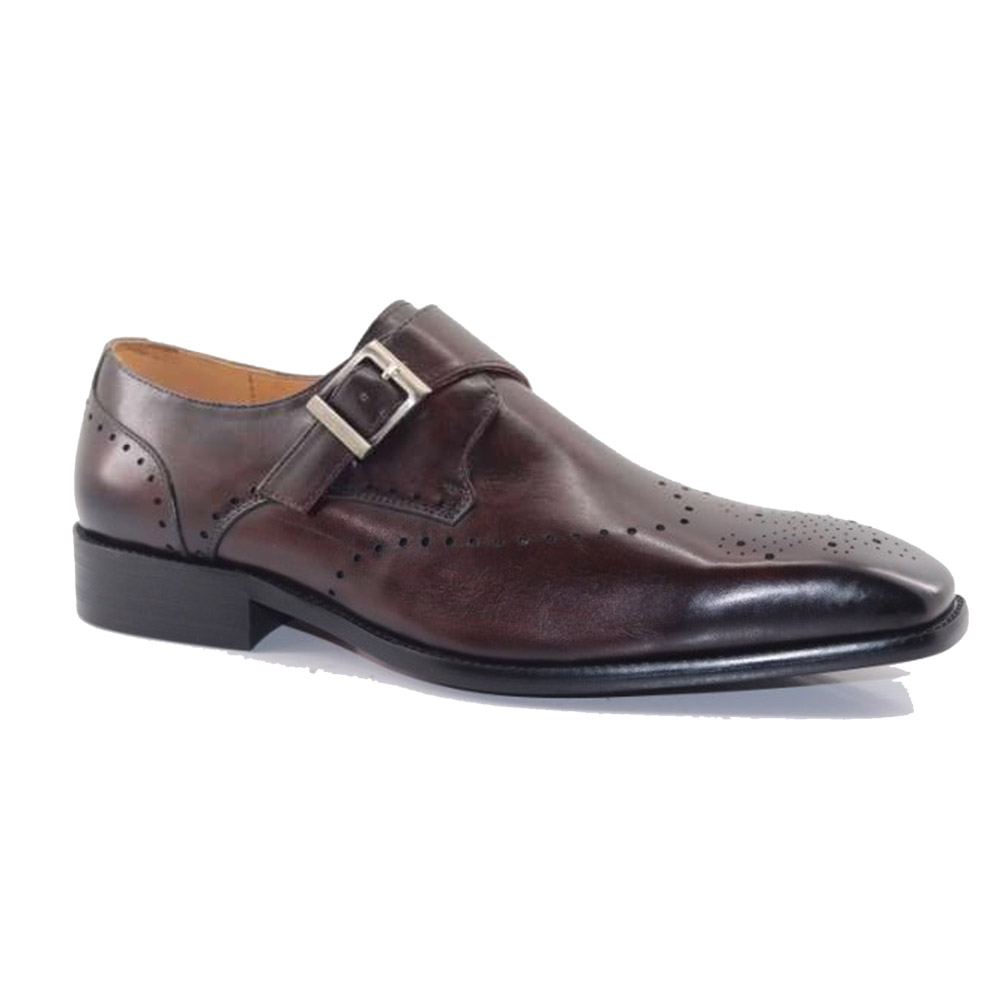 Fabino Dress Single Monk Strap Black Waxy or Black Patent